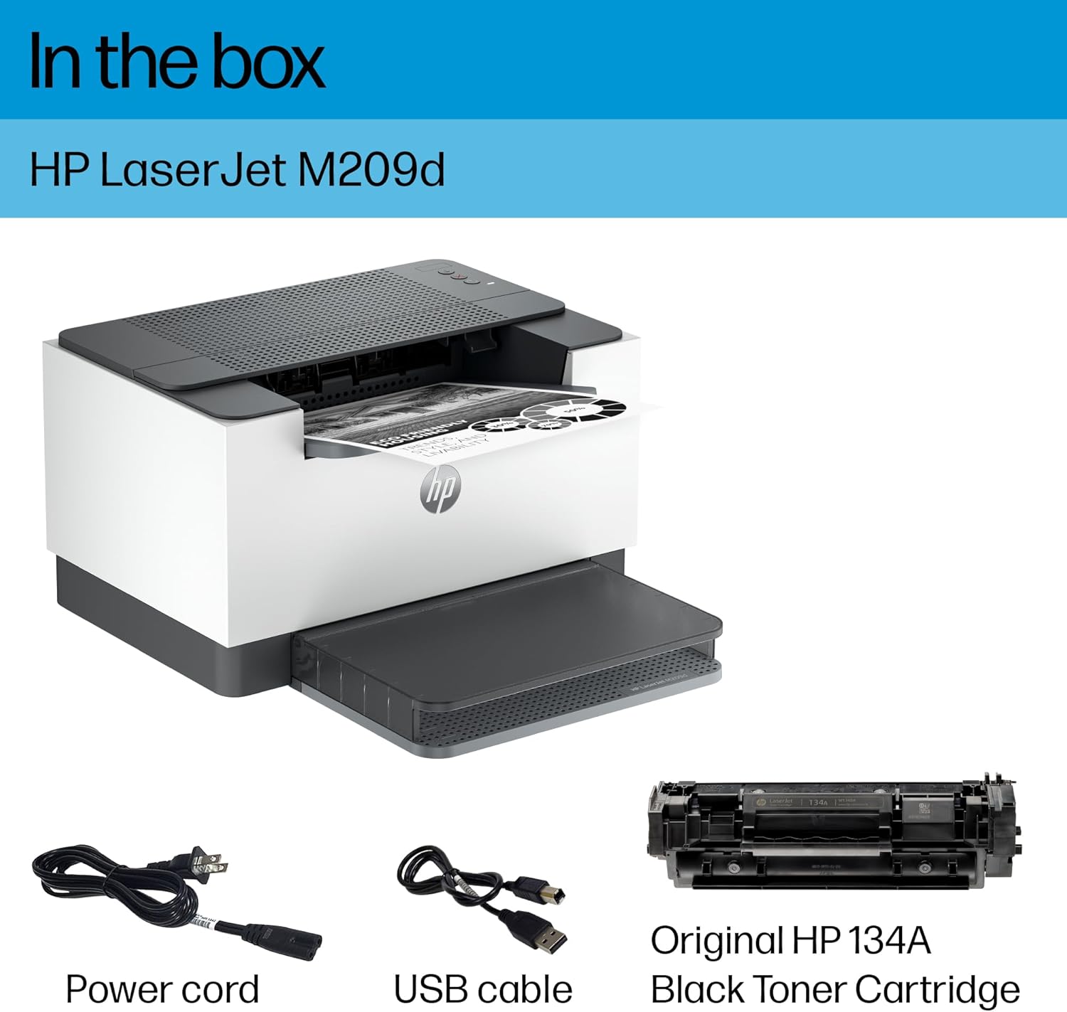 HP LaserJet M209d all product image