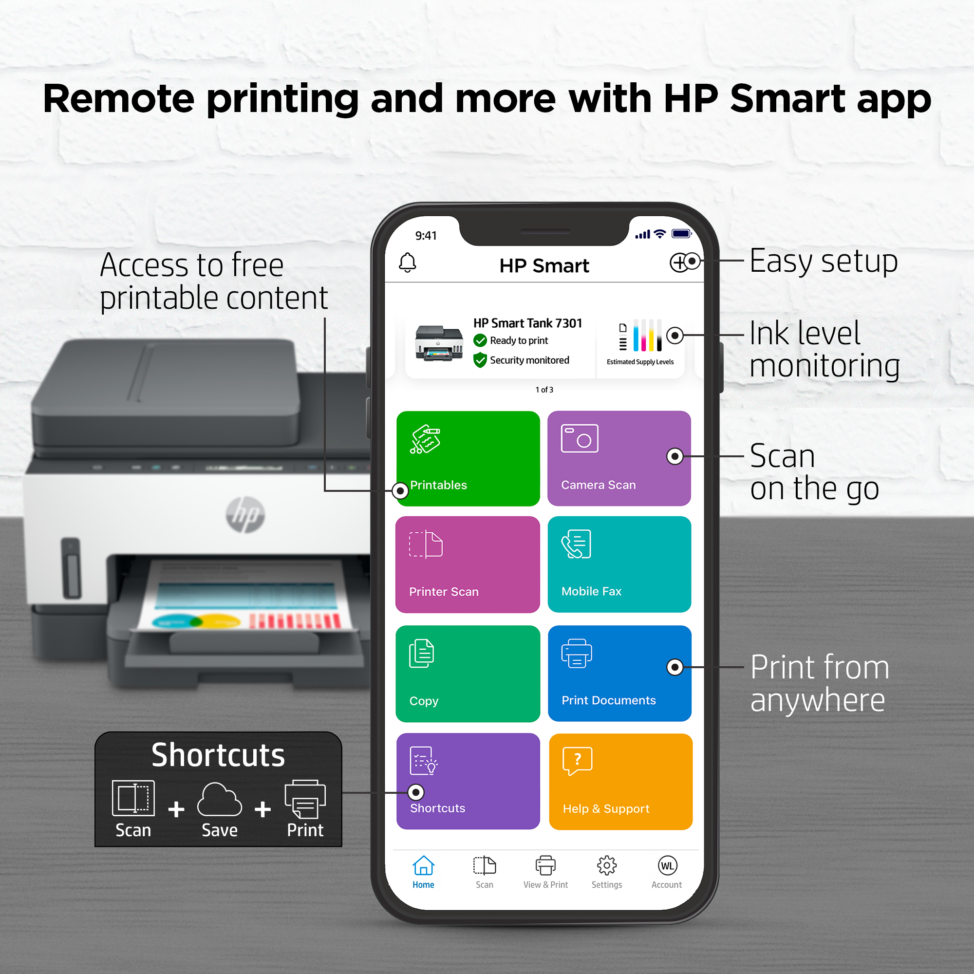 HP Smart Tank 7301 All-in-One Printer, AI-enabled all product image