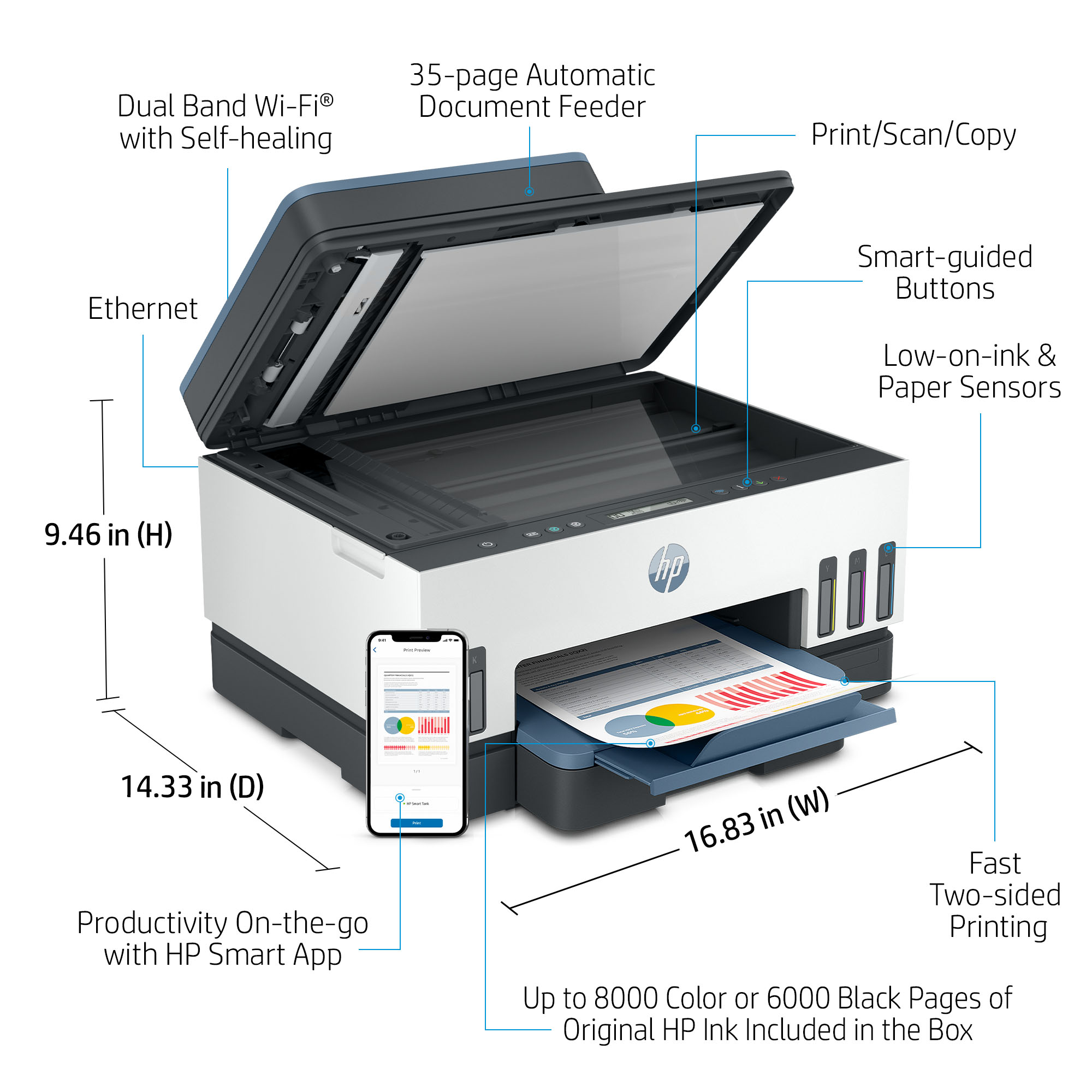 HP Smart Tank 7301 All-in-One Printer, AI-enabled all product image